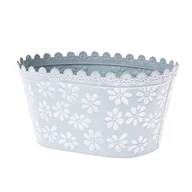 Donice - Osłonka metalowa na doniczkę Flowers niebieski, 22 x 11 x 14,5 cm - miniaturka - grafika 1