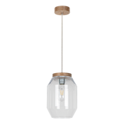 Lampy sufitowe - Britop Skandynawska LAMPA wisząca VASO 169110174 loftowa OPRAWA szklany słoik zwis przezroczysty drewno przezroczysty drewno - miniaturka - grafika 1