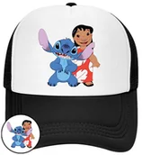 Czapki i chusty sportowe męskie - CZAPKA Z DASZKIEM LILO I STICH DLA DZIECI NA LATO CZARNA BEJSBOLÓWKA - miniaturka - grafika 1