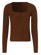 Bluzki damskie - Aygill's - Damska koszulka z długim rękawem, brązowy - miniaturka - grafika 1