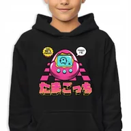Bluzy dla dziewczynek - Bluza Dziecięca Z Kapturem Czarna Różowe Tamagochi Mix Wielu Wzorów -128 Cm - miniaturka - grafika 1