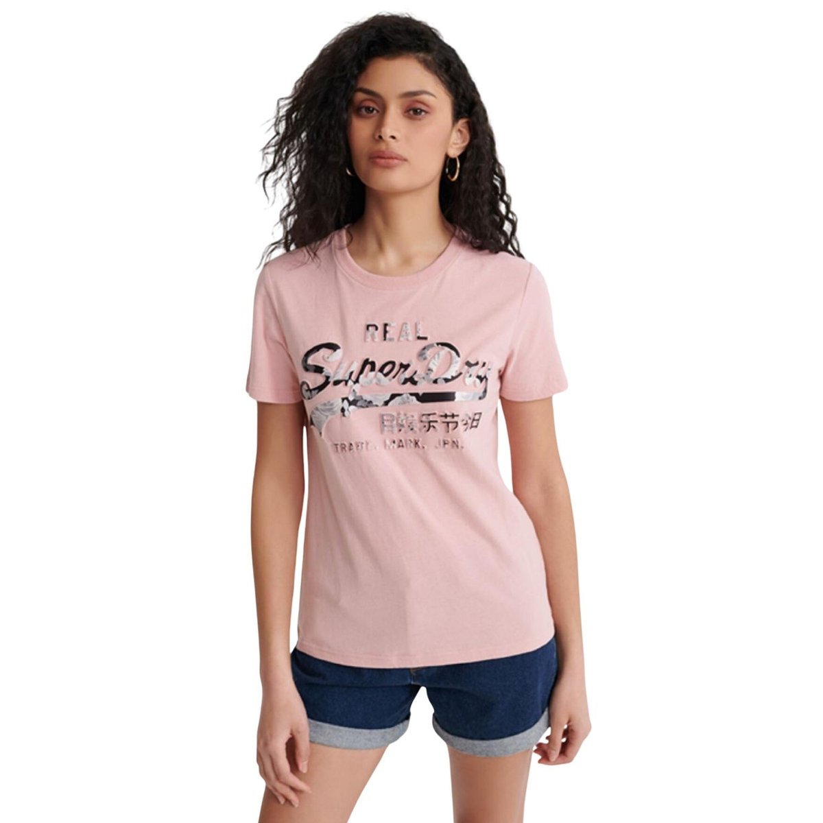 Koszulka damska Superdry Photo Rose t-shirt różowy z logo-M