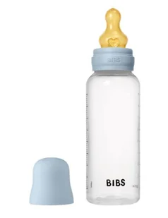 BIBS BUTELKA PLASTIC PP ze smoczkiem antykolkowym z kauczuku naturalnego, pojemność 270 ml, BABY BLUE - Butelki dla niemowląt - miniaturka - grafika 1