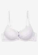Biustonosze - Biały Biustonosz Push Up z Koronkowym Wzorem Lanovinea - miniaturka - grafika 1