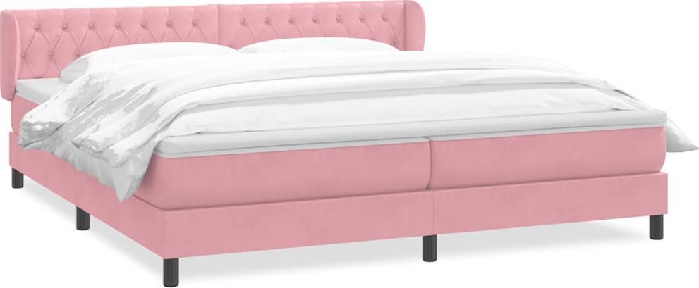 Łóżko typu Box Spring z materacami Różowy 180x220 cm Aksamit