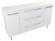 Szafki łazienkowe - Szafka Stojąca Z Blatem ATH 140 cm K - Biały Mat - Uchwyty Stal Szczotkowana - miniaturka - grafika 1