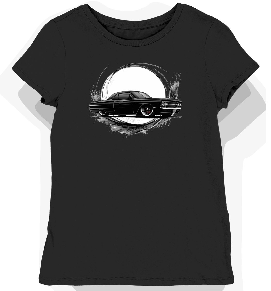 Koszulka damska czarna Klasyczny Buick w Tajemniczym Blasku L