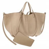 Torby i wózki na zakupy - Torebka damska shopperka łódka pojemna na ramię duża torba RS5019 Beżowa - miniaturka - grafika 1