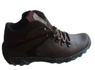 Buty trekkingowe męskie - BnW Skórzane męskie buty trekkingowe czarne i brązowe - miniaturka - grafika 1