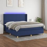 Łóżka - Lumarko Łóżko kontynentalne z materacem, niebieskie 180x200 cm, tkanina - miniaturka - grafika 1