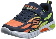 Buty dla chłopców - Skechers Chłopięce sneakersy Flex-Glow Dezlom, Navy Synthetic Textile Orange Yellow Trim, 33.5 EU - miniaturka - grafika 1