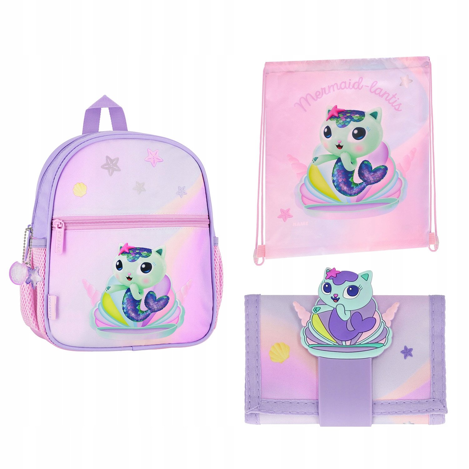 Plecak przedszkolny w zestawie z portfelem i workiem Gabbys Starpak 565267