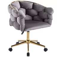 Krzesła - Krzesło obrotowe DC-SV9118 BALLOON welur szary #22, nogi złote - miniaturka - grafika 1