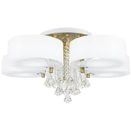 Lampy sufitowe - Mdeco Glamour LAMPA sufitowa DRS8006/5 21QG MDECO abażurowa OPRAWA z łańcuszkami na stół biała mosiądz DRS8006/5 21QG - miniaturka - grafika 1