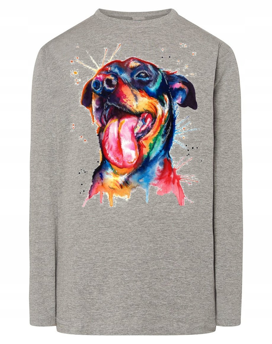 Longsleeve kolorowy nadruk pies Rottweiler r.XS