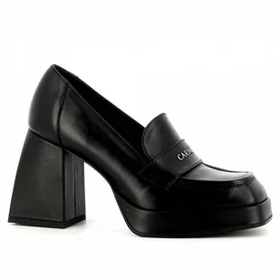 Czarne półbuty damskie na obcasie CARINII - Carinii - Mokasyny damskie - miniaturka - grafika 1