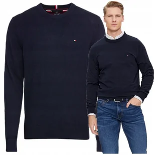 TOMMY HILFIGER sweter meski cneck granatowy piękny sweterek meski tommy TOMMY HILFIGER sweter meski cneck granatowy piękny sweterek meski tommy r.S - Swetry męskie - miniaturka - grafika 1