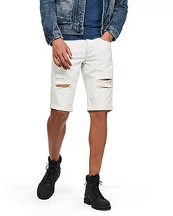 G-STAR RAW Męskie szorty jeansowe 3301, Niebieski (Beach Faded Ripped Larimar D17417-8973-b464), 28 - Spodenki damskie - miniaturka - grafika 1