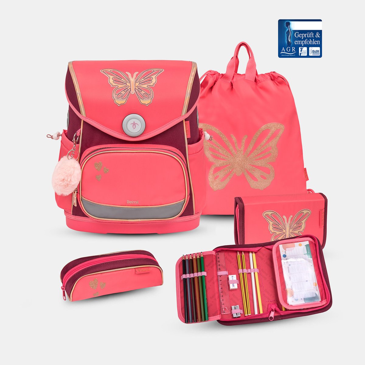 Premium Compact Plus Coral – 5-częściowy zestaw szkolny