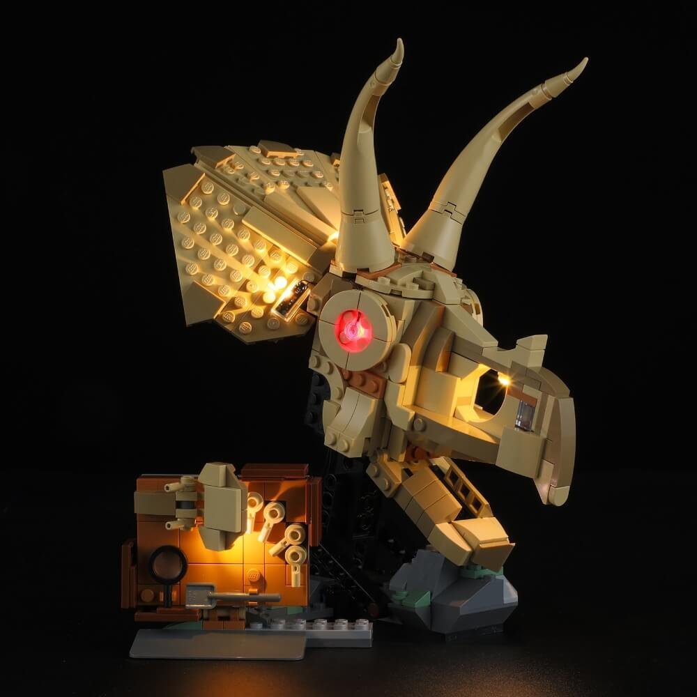 Zestaw oświetlenia do LEGO Jurassic World Szkielety dinozaurów: czaszka triceratopsa 76969