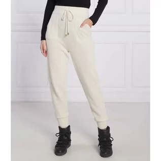 Spodnie damskie - TWINSET Wełniane spodnie dzianinowe | Regular Fit | z dodatkiem kaszmiru - grafika 1