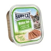 Mokra karma dla kotów - HAPPY CAT Minkas Duo mokra karma dla kota dorosłego, drób i jagnięcina, pasztet 16x100 g - miniaturka - grafika 1