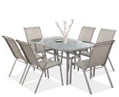 Meble ogrodowe - Zestaw mebli ogrodowych BOLOGNA 150/6 Light Beige - miniaturka - grafika 1