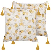 Poduszki dekoracyjne - 2 poduszki dekoracyjne w kwiaty 45 x 45 cm żółto-beżowe ABUTILON - miniaturka - grafika 1