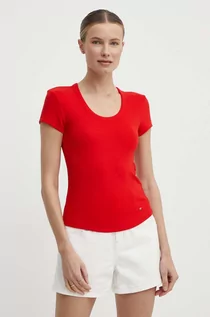 Koszulki sportowe damskie - Tommy Hilfiger t-shirt damski kolor czerwony WW0WW41776 - grafika 1