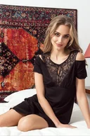 Bielizna nocna - Eldar Naomi Koszulka nocna z łezką Czarna S - miniaturka - grafika 1