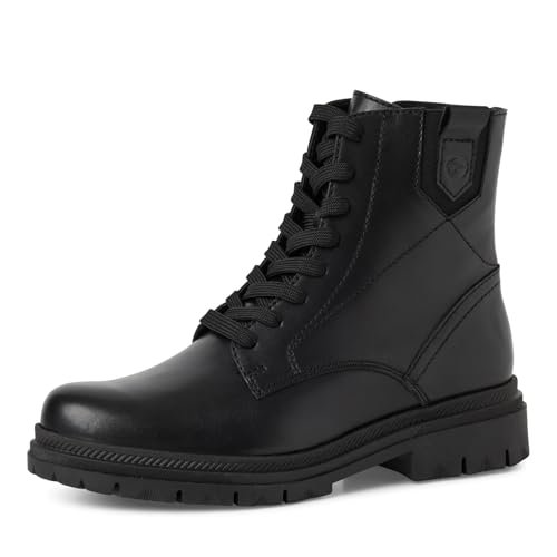Tamaris Damskie sztyblety Lace Boot Flat 1-25217-45, Black Leather, 40 EU, czarna skóra, 40 EU
