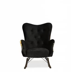 Fotel bujany uszak Luna Print Duo czarna Monstera - Fotele - miniaturka - grafika 1