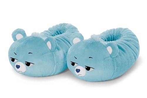 NICI 62822 Pluszowe kapcie, Troskliwe Misie Gderek, ciepłe kapcie dla dzieci i dorosłych, buty w kształcie zwierząt, z antypoślizgową podeszwą, niebieskie, rozmiar L, 40–43