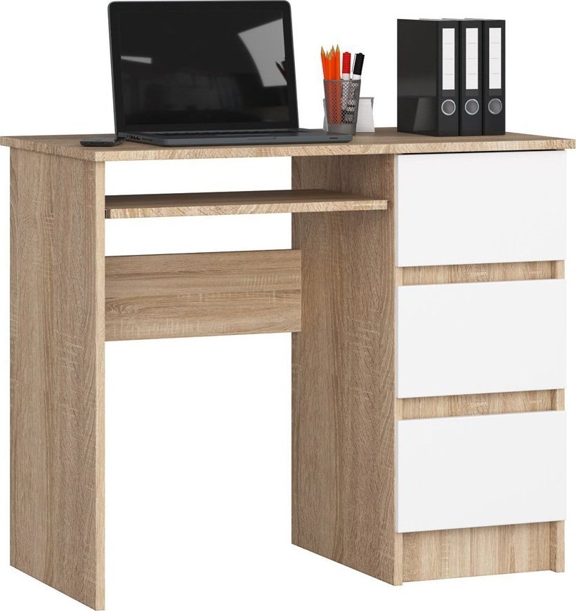 Elior Skandynawskie biurko dąb sonoma + białe - Miren 4X