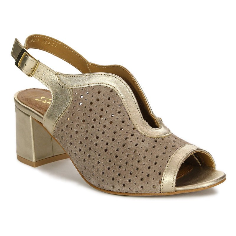 Maciejka Czółenka Damskie Beżowo Złote-37