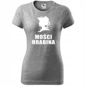 Koszulki i topy damskie - Damska Koszulka na Dzień Mamy Mości hrabina na Prezent dla Mamy Urodziny ciemnoszary melanż XL - miniaturka - grafika 1