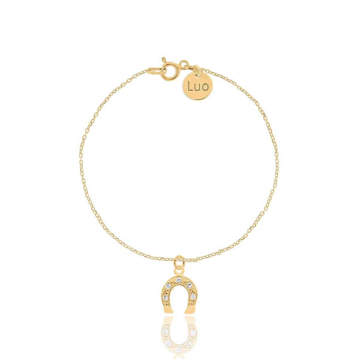 Bransoletka Srebrna Pozłacana Z Podkową Z Kryształkami