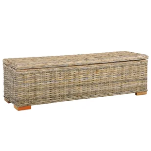 vidaXL Skrzynia, 120 cm, rattan kubu i lite drewno mango vidaXL - Meble do przedpokoju - miniaturka - grafika 1