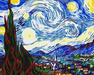 Malowanie po numerach - Artnapi 40x50cm Obraz Do Malowania Po Numerach Na Drewnianej Ramie - Vincent van Gogh „Gwiaździsta noc” - miniaturka - grafika 1