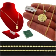 Biżuteria dla dzieci - ZŁOTY ŁAŃCUSZEK BISMARK + MEDALIK MATKA BOSKA CZĘSTOCHOWSKA 925/585 CHRZEST - miniaturka - grafika 1