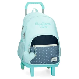 Pepe Jeans Dalma Plecak szkolny z podwójną komorą z wózkiem niebieski 32x44x22 cm Poliester by Joumma Bags, Niebieski, 32x45x15 cms, Dwukomorowy plecak szkolny z wózkiem - Plecaki szkolne i tornistry - miniaturka - grafika 1