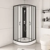 Kabiny prysznicowe - Kabina prysznicowa ćwierćkolista - Regulowana wysokość - szer. 90 x gł. 90 x wys. 213/232 cm - Czarny i biały - ROVATA - miniaturka - grafika 1