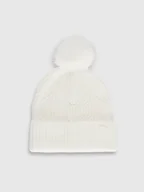 Czapki dla dzieci - 4F Czapka z pomponem dziewczęca - biała Uniwersalny - miniaturka - grafika 1