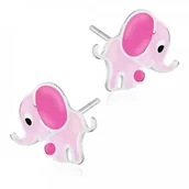 Biżuteria dla dzieci - Murrano Srebrne Kolczyki 925 Słoniki Grawer YK-213 - miniaturka - grafika 1