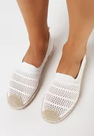 Espadryle damskie - Białe Espadryle z Ażurowej Siateczki Ozdobione Plecionką Lanivesa - miniaturka - grafika 1