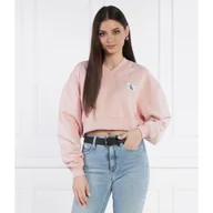 Bluzy damskie - CALVIN KLEIN JEANS Bluza WOVEN LABEL | Cropped Fit - miniaturka - grafika 1
