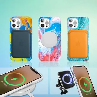 Kingxbar Watercolour Series kolorowe etui do iPhone 12 Pro Max różowo-zielony - Etui i futerały do telefonów - miniaturka - grafika 6