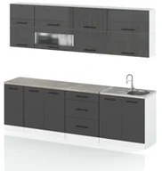 Meble kuchenne - Meble Kuchenne Zestaw Kuchnia Robo Lux 2.6m Modułowa Szary Połysk Szary Mat - miniaturka - grafika 1