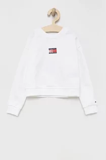 Bluzy damskie - Tommy Hilfiger bluza bawełniana dziecięca kolor biały z aplikacją - grafika 1