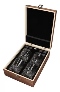 Zestaw prezentowy do whisky - 4 szklanki i kamienie do whisky w skrzynce - Shakery barmańskie - miniaturka - grafika 1